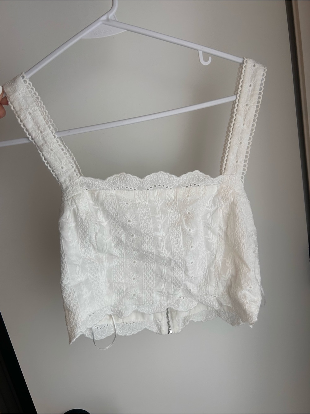 White Lace Eyelet Cropped Tank